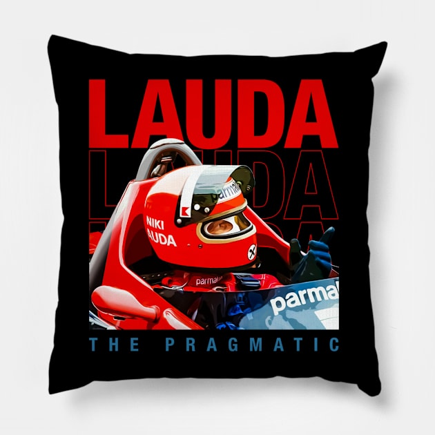 Niki Lauda Legend 70s Retro Pillow by stevenmsparks