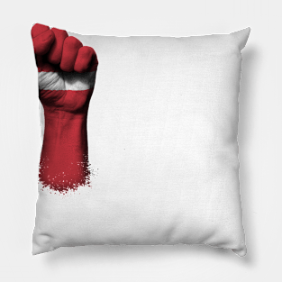 Flag of Latvia on a Raised Clenched Fist Pillow