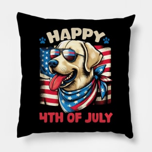 4th of July Patriotic American Labrador Retriever USA Flag Pillow