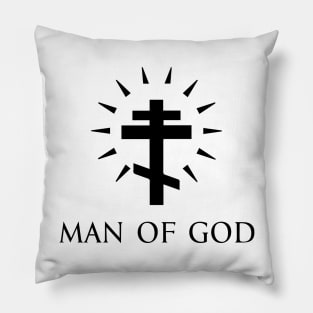 Man Of God - Orthodox Cross - Black - Christian Series 8B Pillow