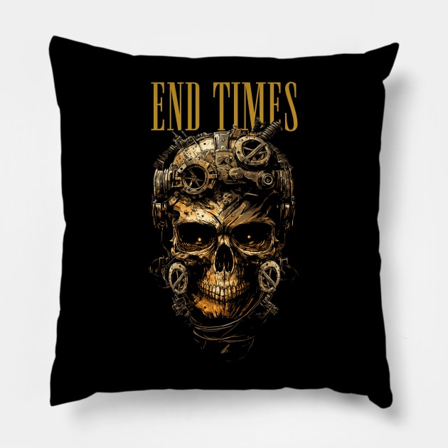 post apocalyptic gearhead Endtimes Pillow by Tip Top Tee's