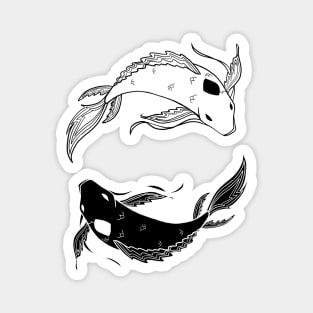 black on white spirit fish Magnet