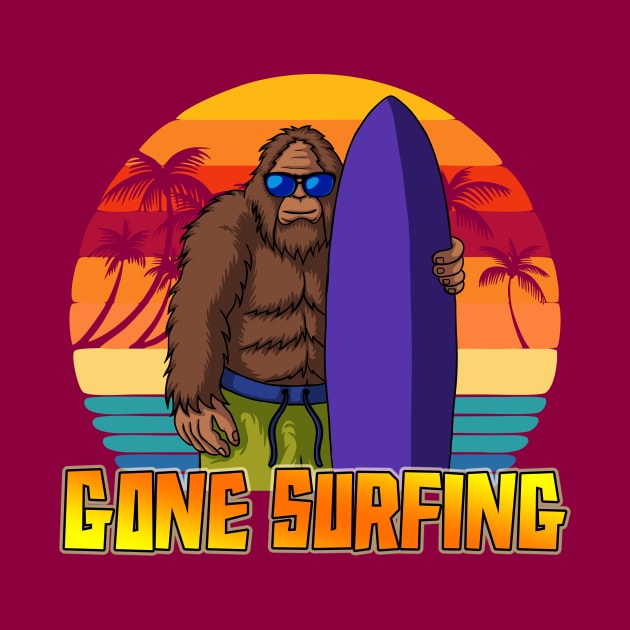 Bigfoot Gone Surfing by Rebel Merch