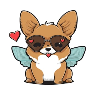 kawaii cute happy dog with butterfly wings T-Shirt