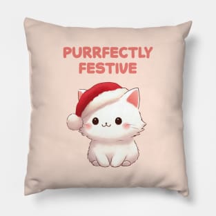 Purrfectly Festive Christmas Kitty Pillow