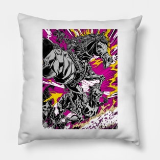 Skulls and horses abstract Pillow