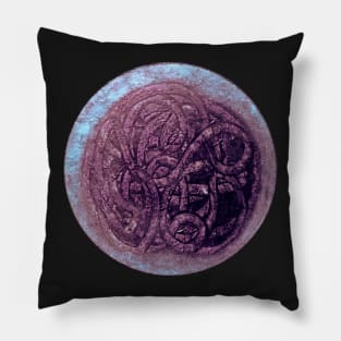 Deep Purple Light Blue Serpent Symbol Pillow