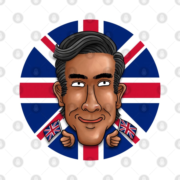 Rishi Sunak British Flag by Takeda_Art