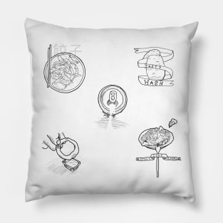 Black and white food flash sheet Pillow