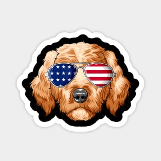 Patriotic Goldendoodle American Flag Glasses 4th July Magnet