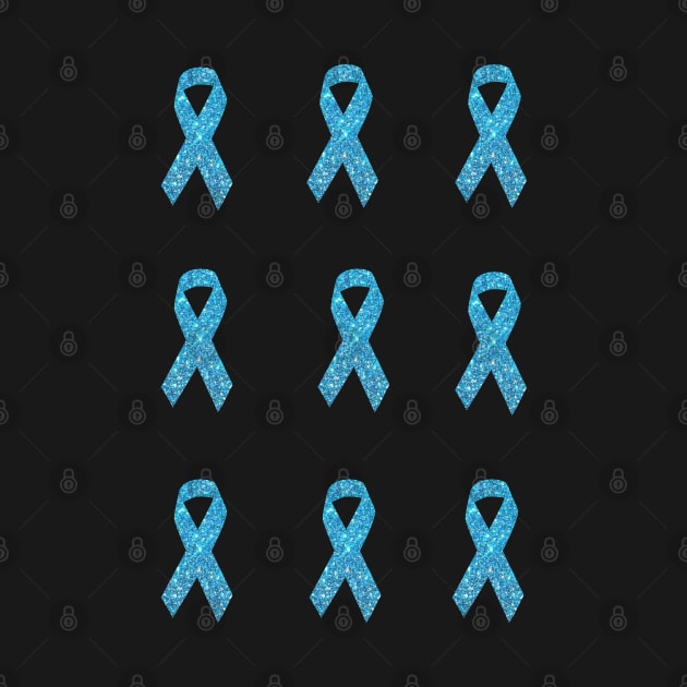 Light Blue Faux Glitter Awareness Ribbon Pack by Felicity-K