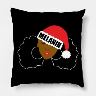 Melanin Christmas Santa Hat Afro Puffs Pillow