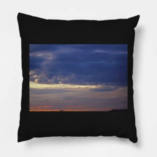 clouds sunset summer evening aesthetic photography blue orange yellow Pillow