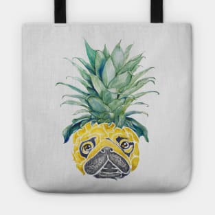 Pineapple Pug Watercolor Tote