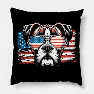 Beagle Dog Sunglasses American Flag 4th of July Pillow