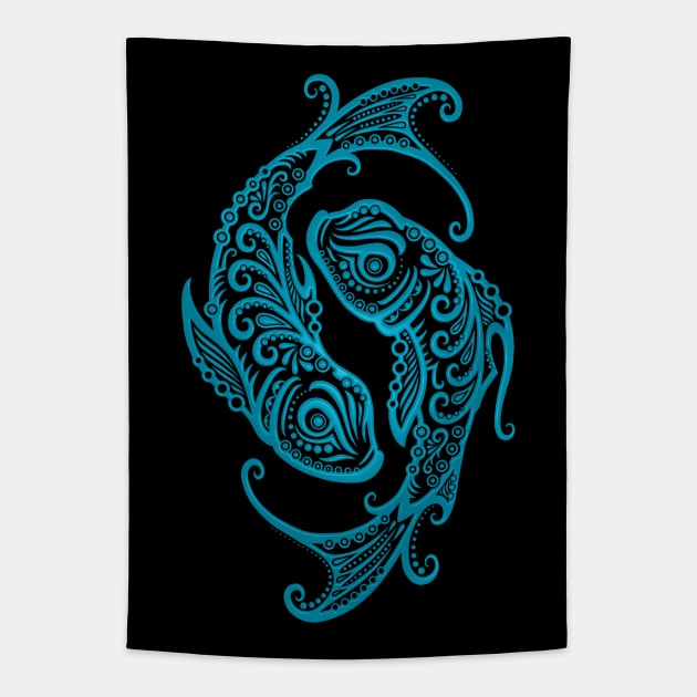 Blue Pisces Zodiac Sign Tapestry by jeffbartels