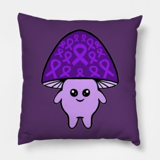 Purple Awareness Ribbon Mushroom Man Pillow