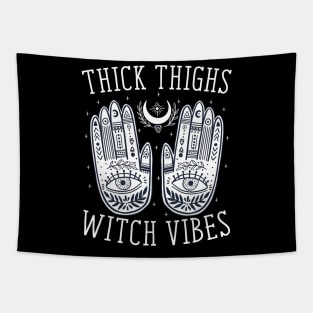 Thick Thighs Witch Vibes Halloween Tapestry