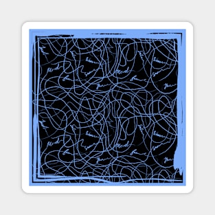 Abstraction with doodles in blue frame Magnet