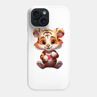 Valentine Tiger Holding Heart Phone Case