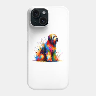 Colorful Abstract Briard in Vibrant Splash Art Style Phone Case