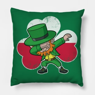 Irish Polish Dabbing Leprechaun Shamrock Pillow