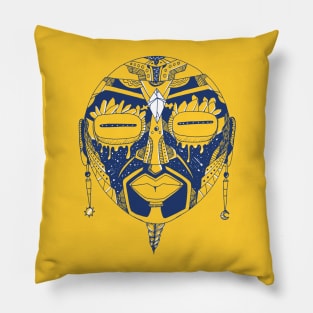 Navy Gold African Mask 2 Pillow