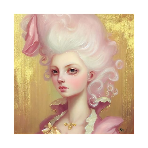 Marie in pink and gold, created in Midjourney by Kim Turner Art by KimTurner