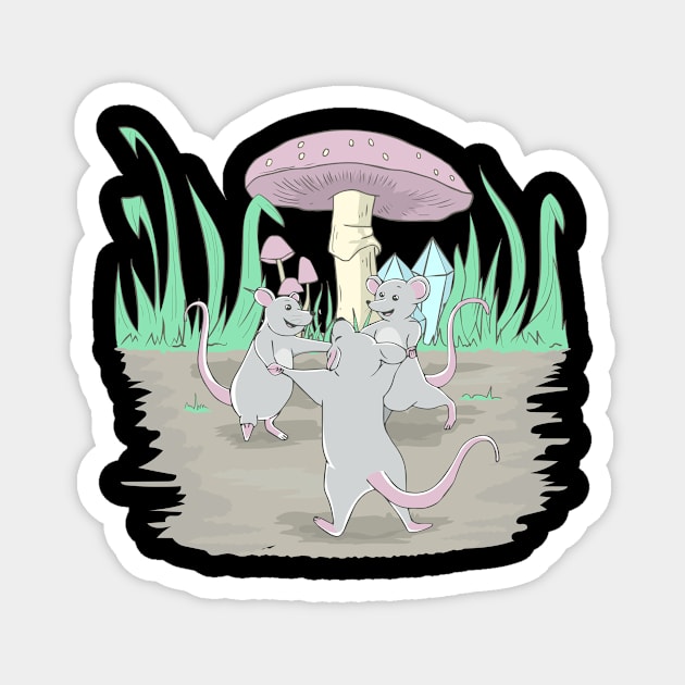 Cottagecore Aesthetic Dancing Rats And A Mushroom Magnet by Alex21