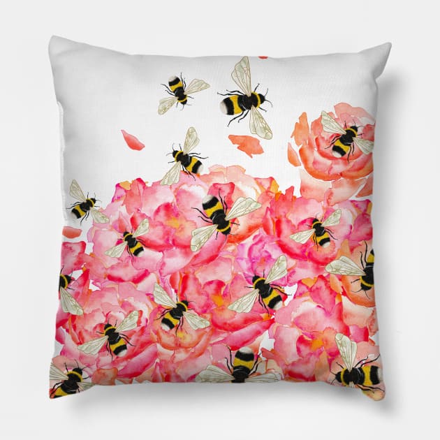 Bee Blossoms Pillow by AmayaBrydon