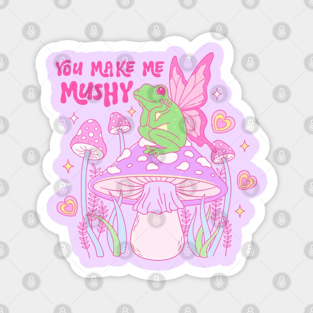 You Make Me Mushy Frog In Love Happy Valentines Day Magnet by Pop Cult Store