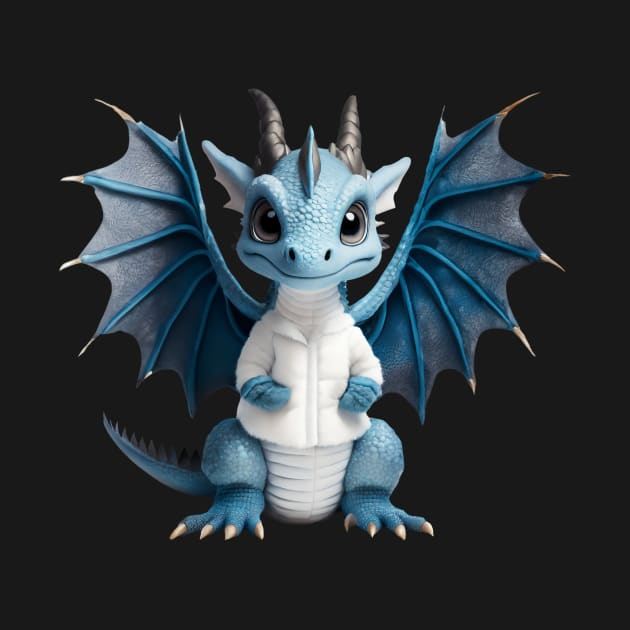 Cute Blue Ice Baby Dragon by Cuteopia Gallery