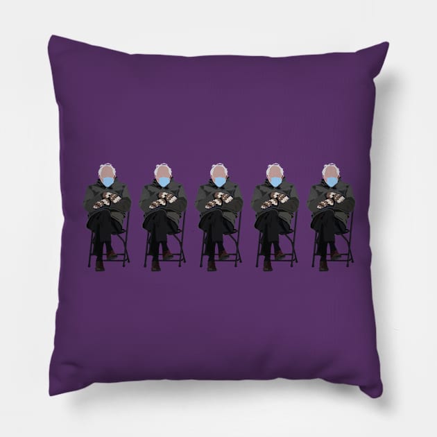 Five Bernie Sanders Mittens Abstract Pillow by ellenhenryart