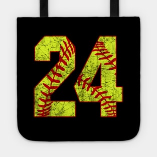 Fastpitch Softball Number 24 #24 Softball Shirt Jersey Uniform Favorite Player Biggest Fan Tote