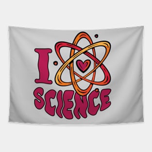 I Heart Science // Cute Science Atom Heart Tapestry