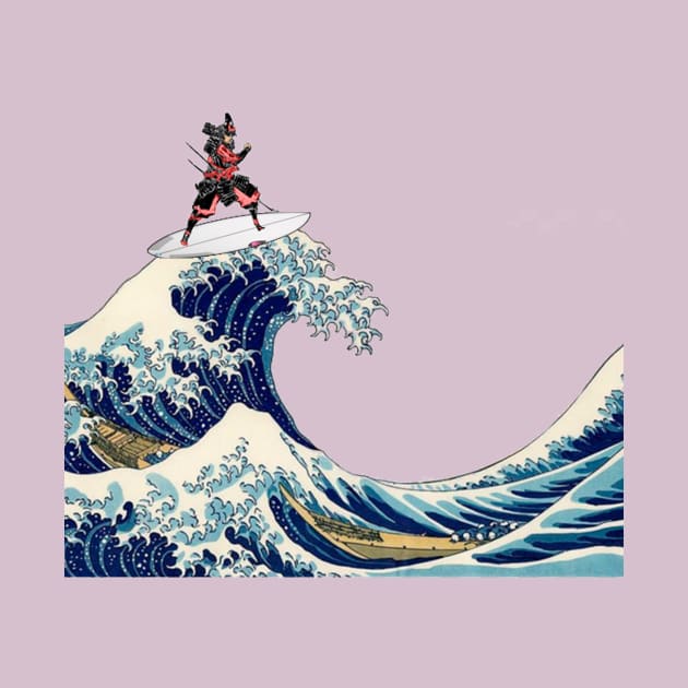 Samurai fight and ride the great wave by erterfed