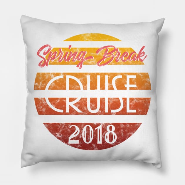 Spring Break Cruise 2018 Retro Design Pillow by lucidghost