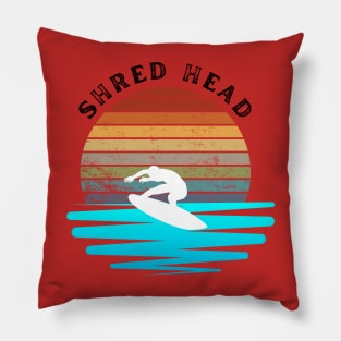 Retro Sunset With Surfer On The Wave Pillow