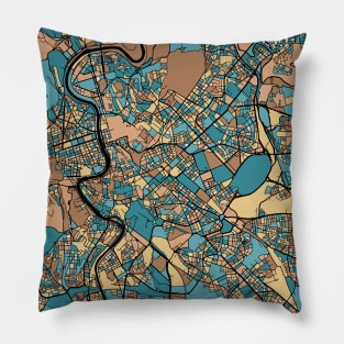 Rome Map Pattern in Mid Century Pastel Pillow