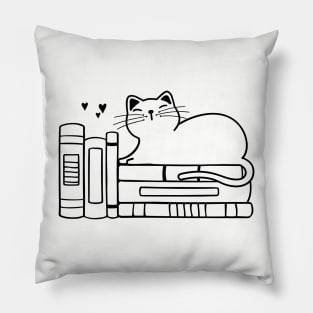 cat on books Pillow