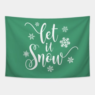 Simple Elegant Let It Snow Whimsical Christmas Calligraphy Tapestry