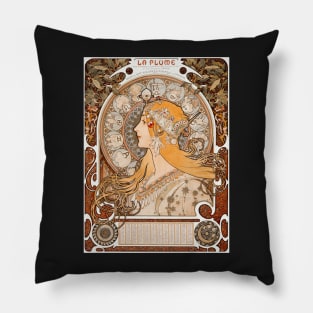 Alphonse Maria Mucha's Zodiaque or La Plume (ca. 1896–1897) Pillow