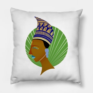 Black goddess Queen (green) Pillow