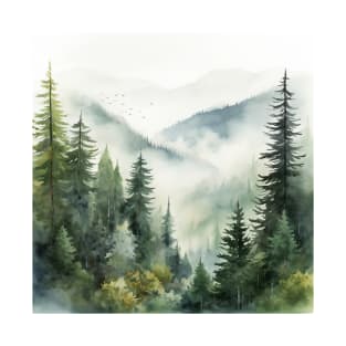 Misty Forest Mountains Wilderness T-Shirt