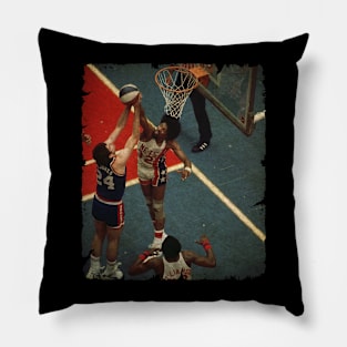 Julius Erving blocking a Bobby Jones Shot Pillow