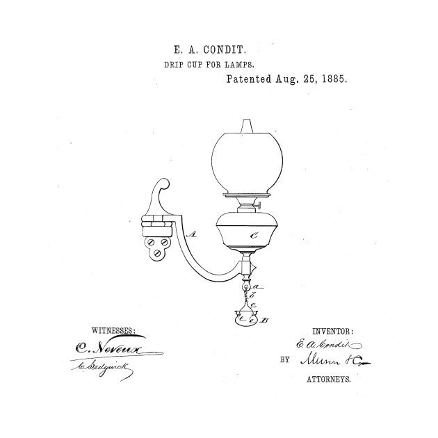 Drip Cup for Lamps Vintage Patent Hand Drawing by TheYoungDesigns