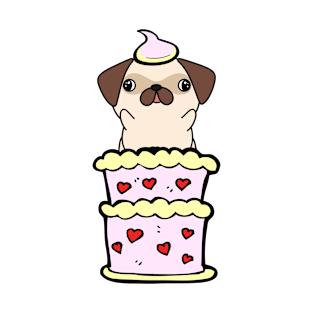 Pug dog Jumping out of a cake T-Shirt