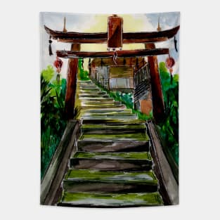 Wooden Gate and Stairs Tapestry