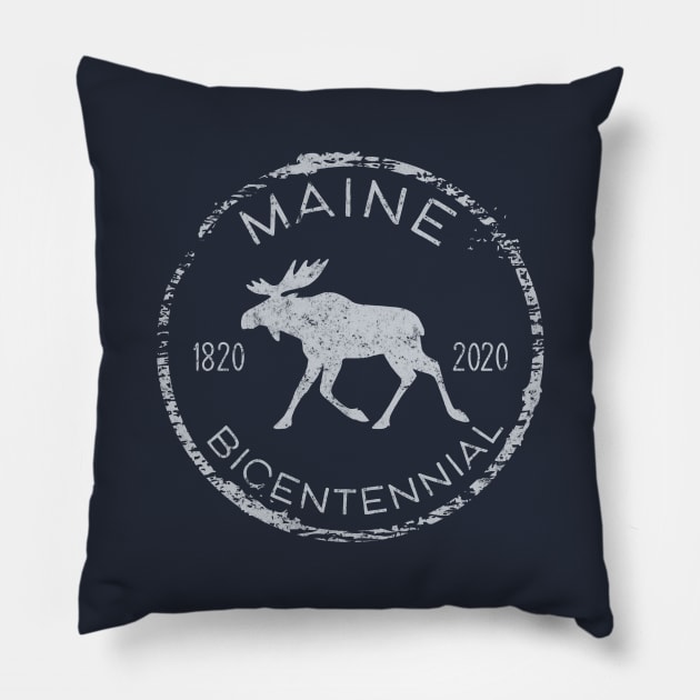 Maine Moose Bicentennial Anniversary 1820 - 2020 Pillow by Pine Hill Goods