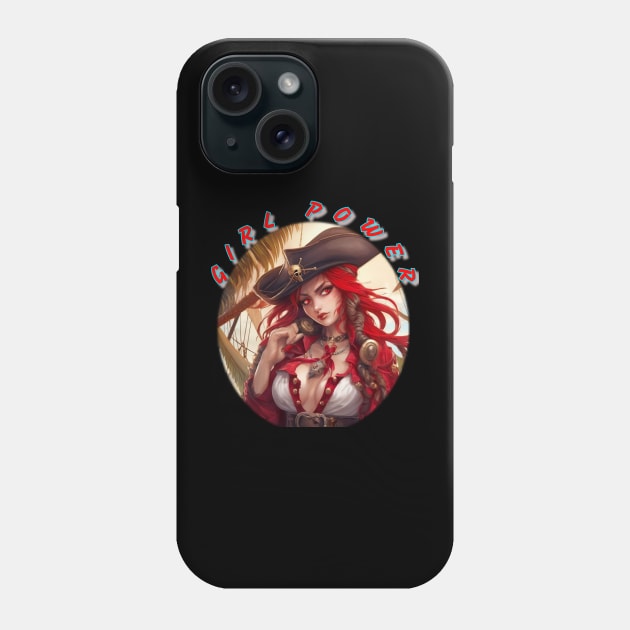 Girl power red themed pirate wench Phone Case by sailorsam1805